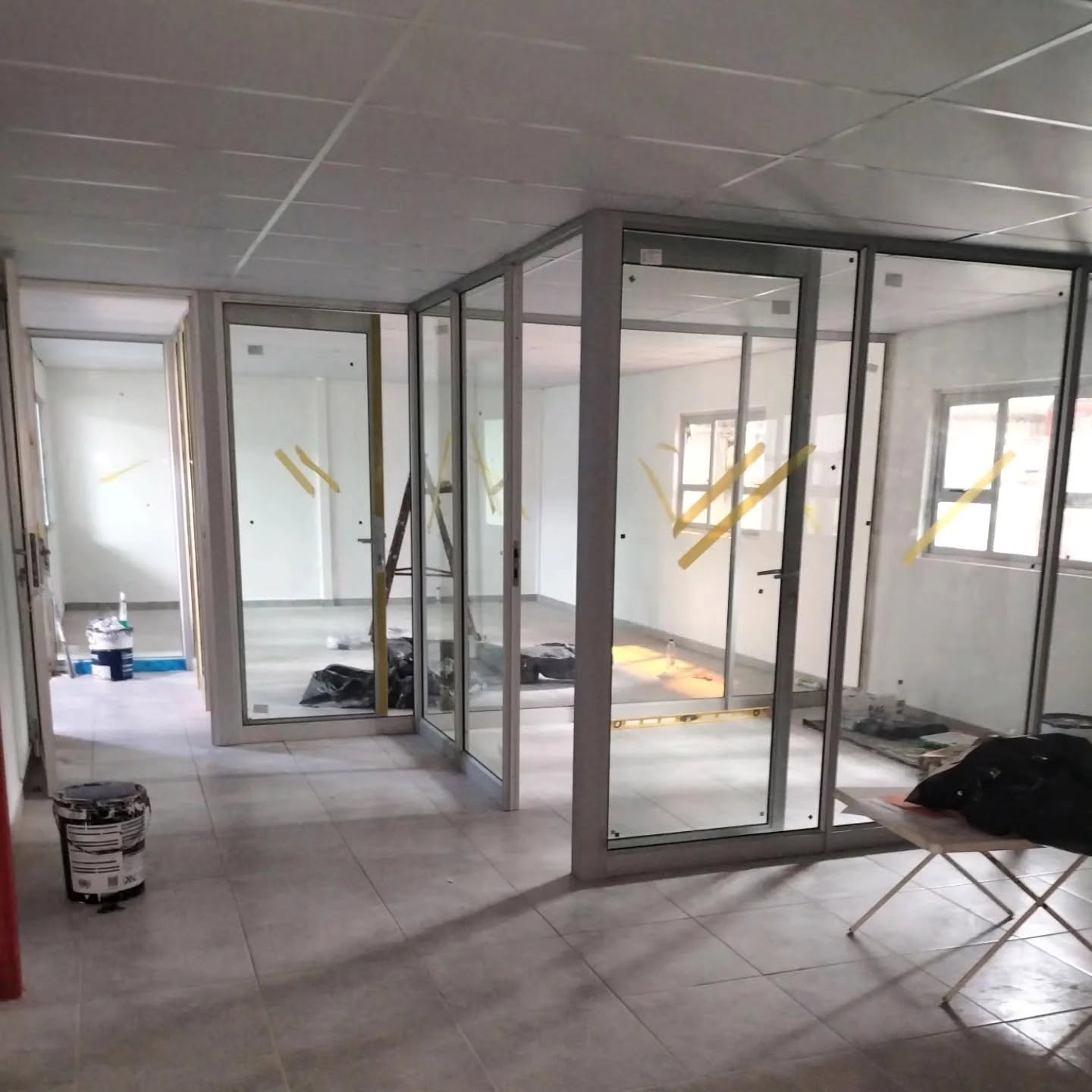 Glass balustrade with stainless fixings